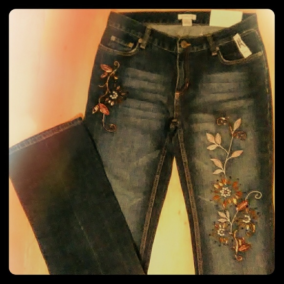 NWT. Copper and sterling beaded jeans by Howard's. - Picture 2 of 7